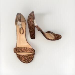 Justfab Lorelai Block Heels Leopard Print Size 8 New